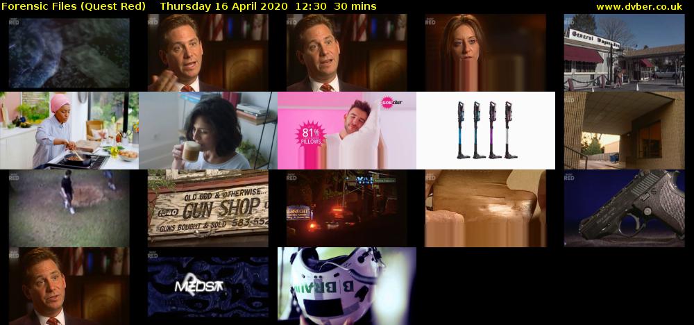 Forensic Files (Quest Red) Thursday 16 April 2020 12:30 - 13:00