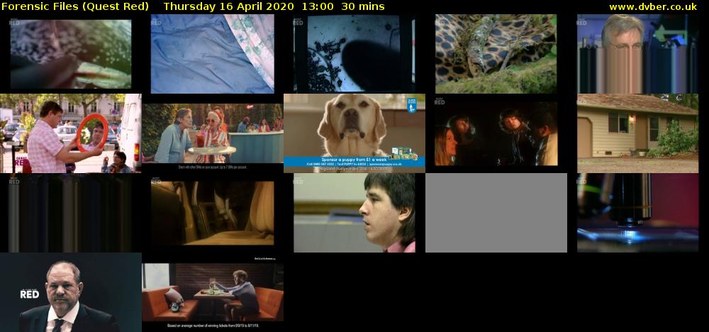 Forensic Files (Quest Red) Thursday 16 April 2020 13:00 - 13:30