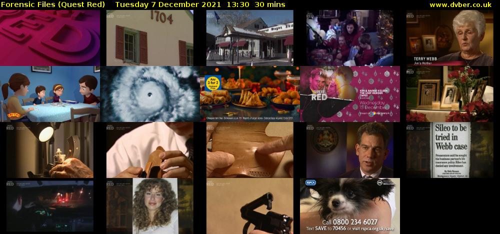 Forensic Files (Quest Red) Tuesday 7 December 2021 13:30 - 14:00