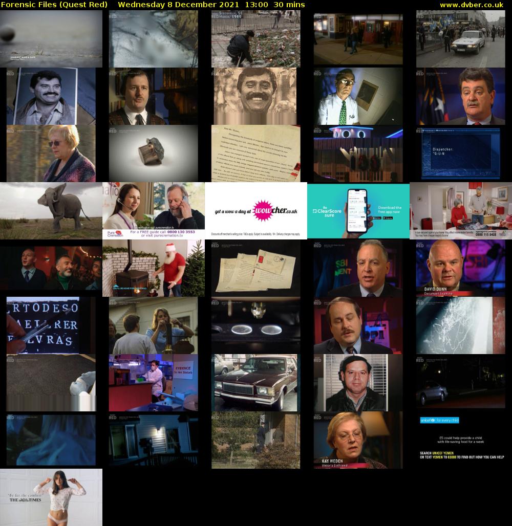 Forensic Files (Quest Red) Wednesday 8 December 2021 13:00 - 13:30