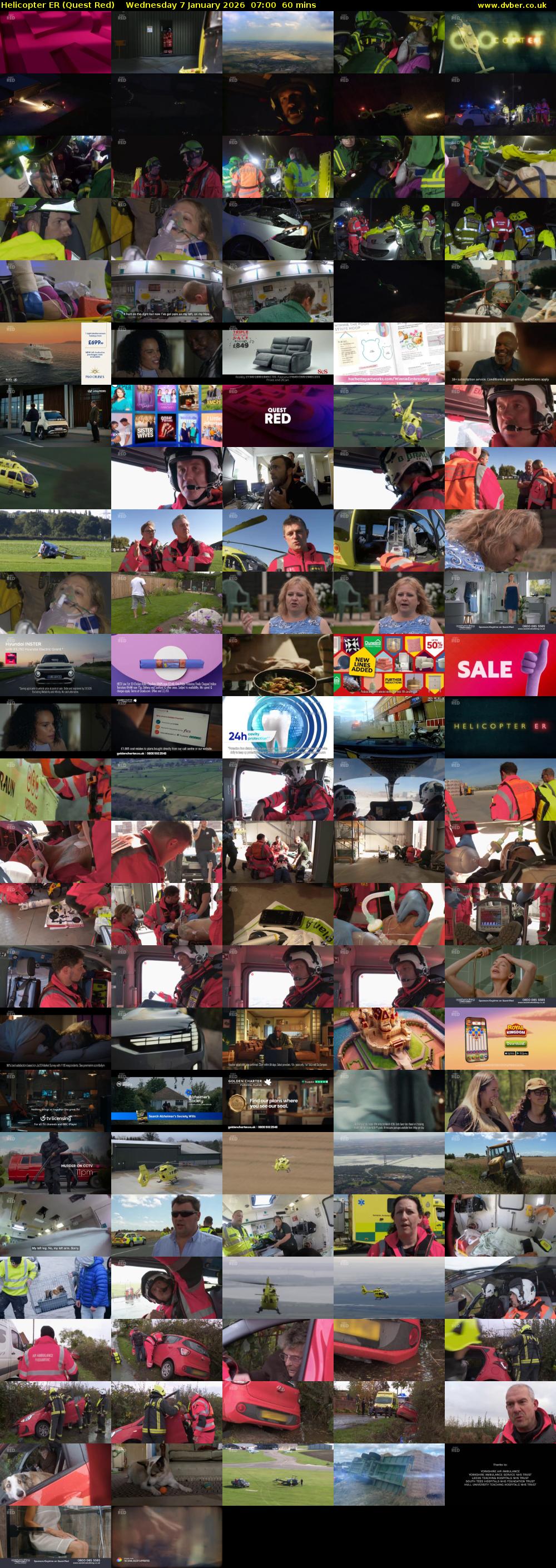 Helicopter ER (Quest Red) Wednesday 7 January 2026 07:00 - 08:00