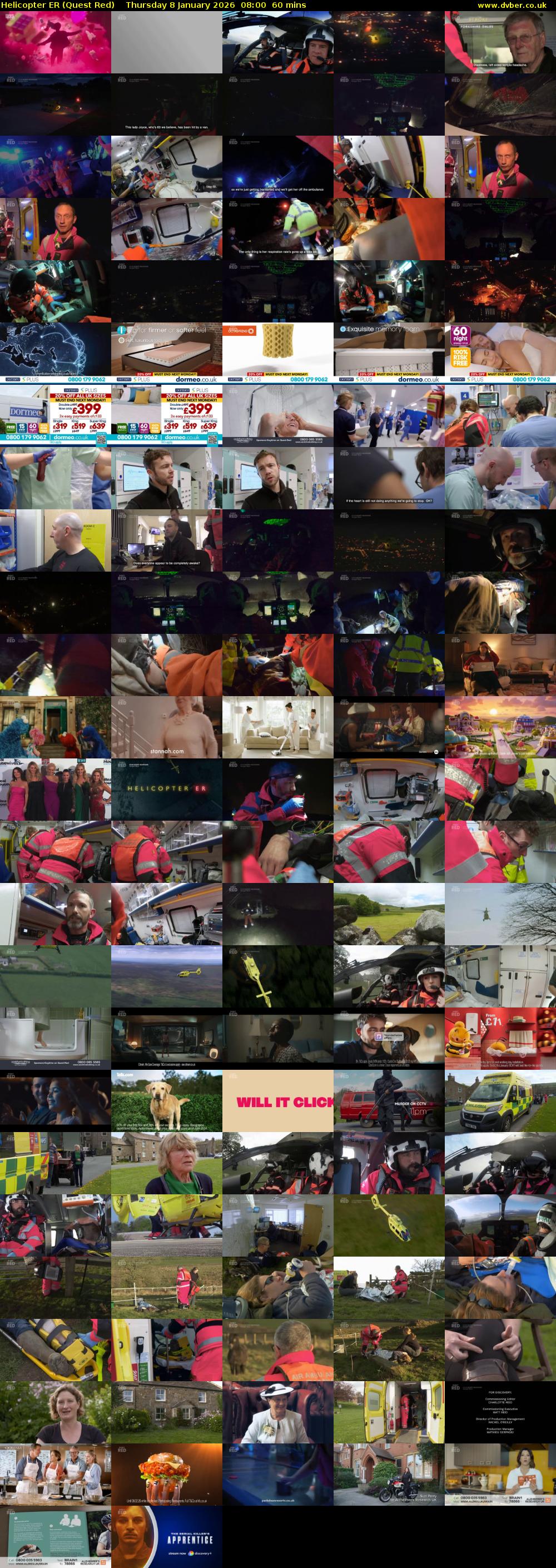 Helicopter ER (Quest Red) Thursday 8 January 2026 08:00 - 09:00