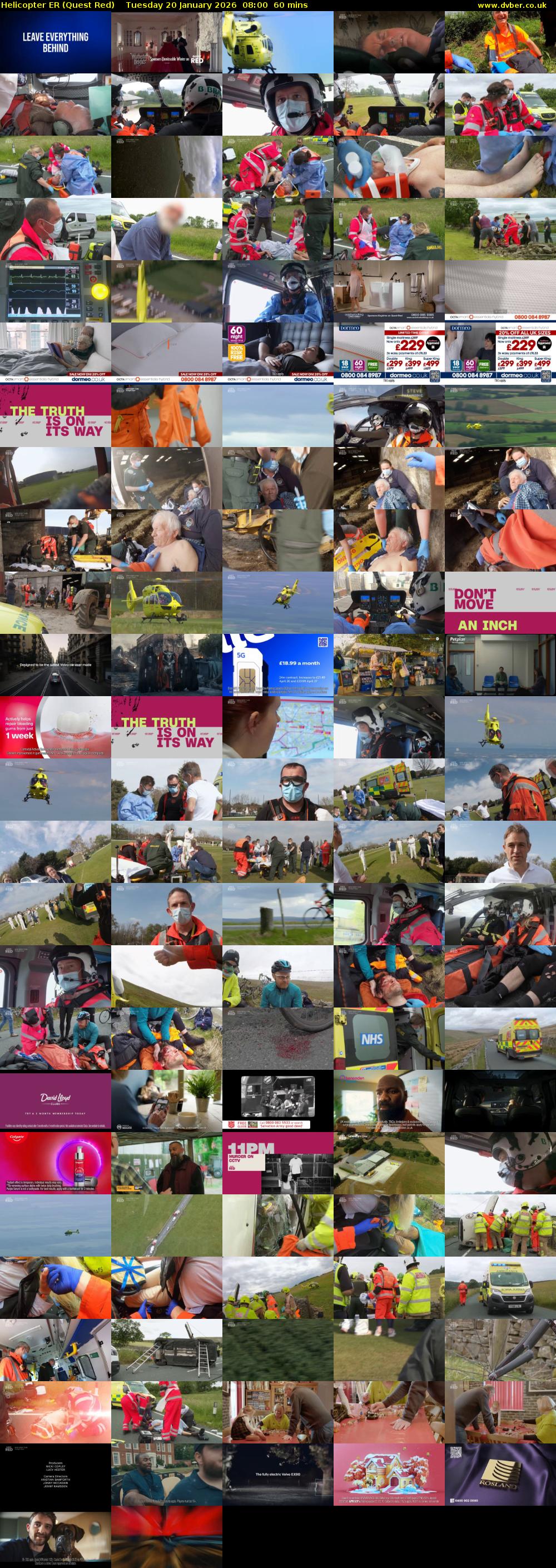 Helicopter ER (Quest Red) Tuesday 20 January 2026 08:00 - 09:00