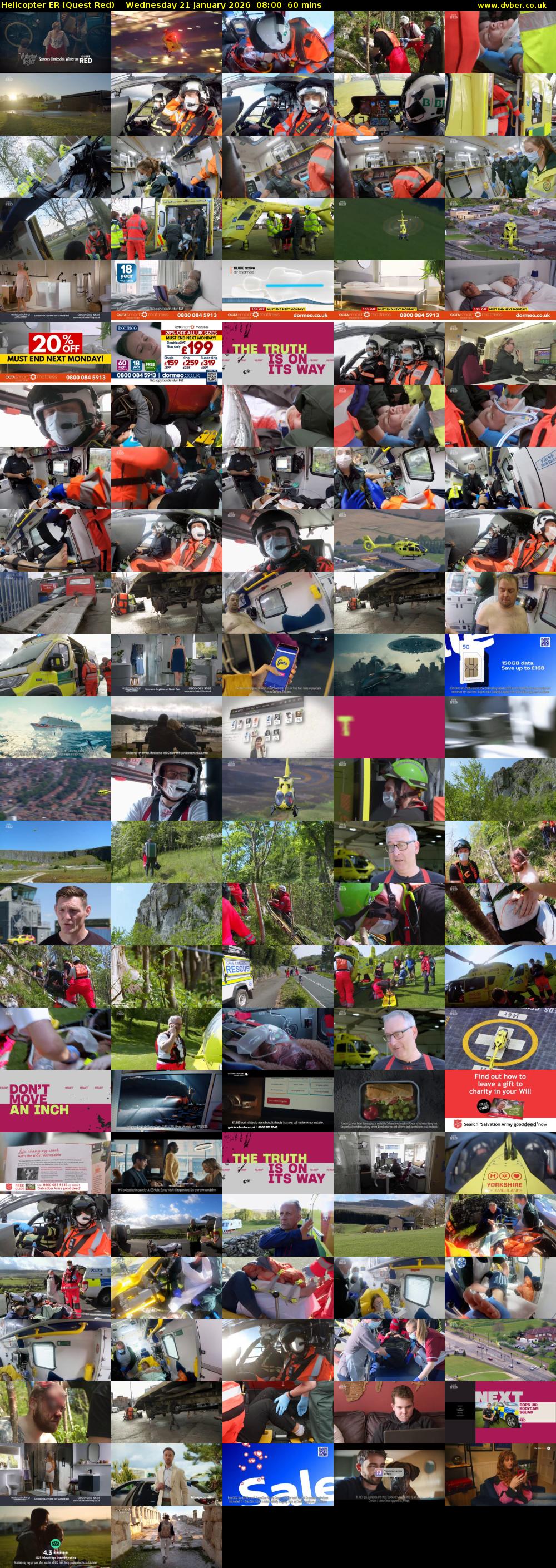 Helicopter ER (Quest Red) Wednesday 21 January 2026 08:00 - 09:00