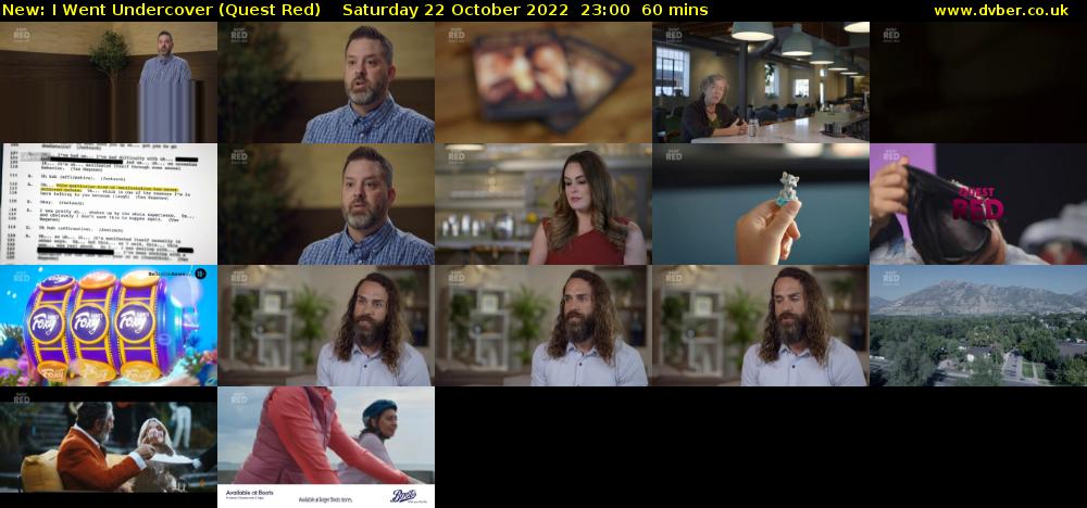 I Went Undercover (Quest Red) Saturday 22 October 2022 23:00 - 00:00