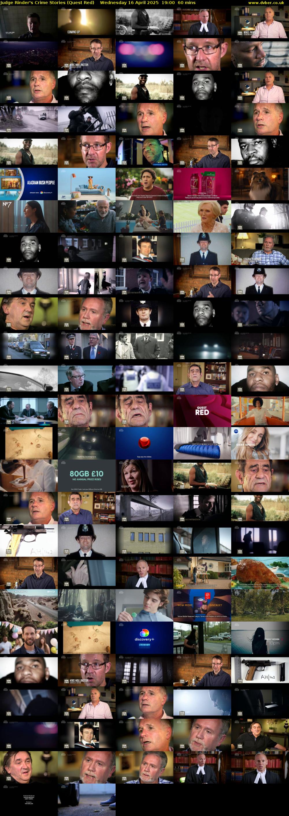 Judge Rinder's Crime Stories (Quest Red) Wednesday 16 April 2025 19:00 - 20:00