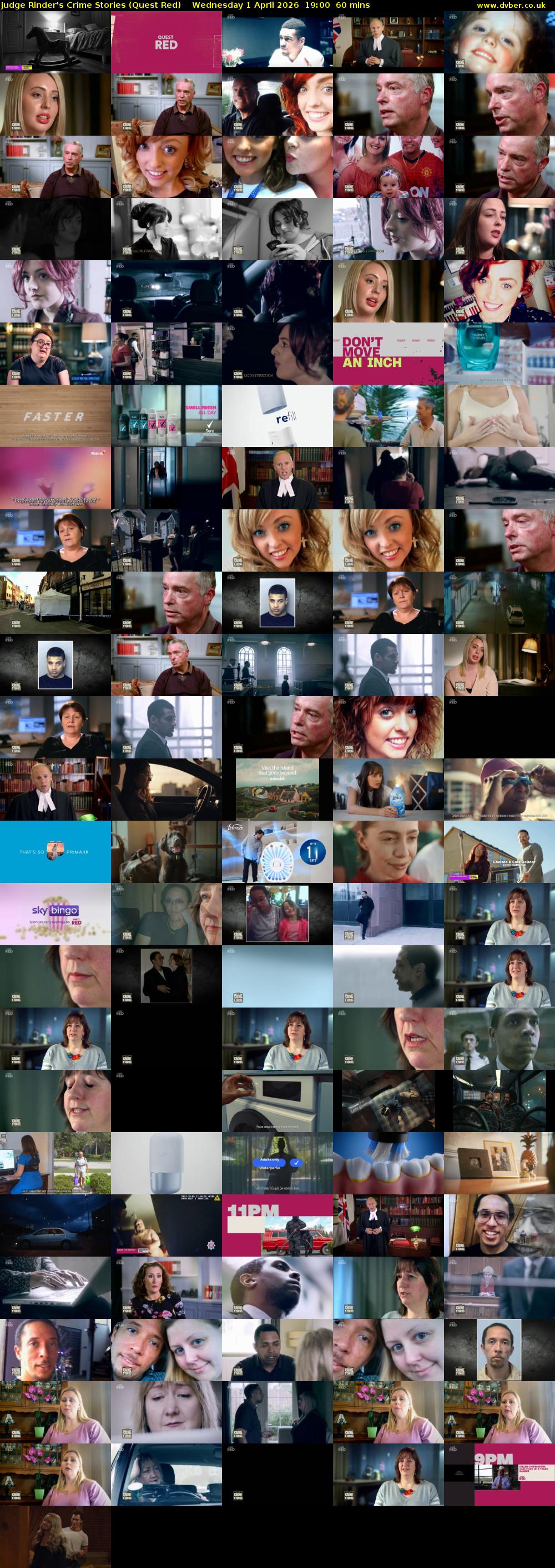 Judge Rinder's Crime Stories (Quest Red) Wednesday 1 April 2026 19:00 - 20:00