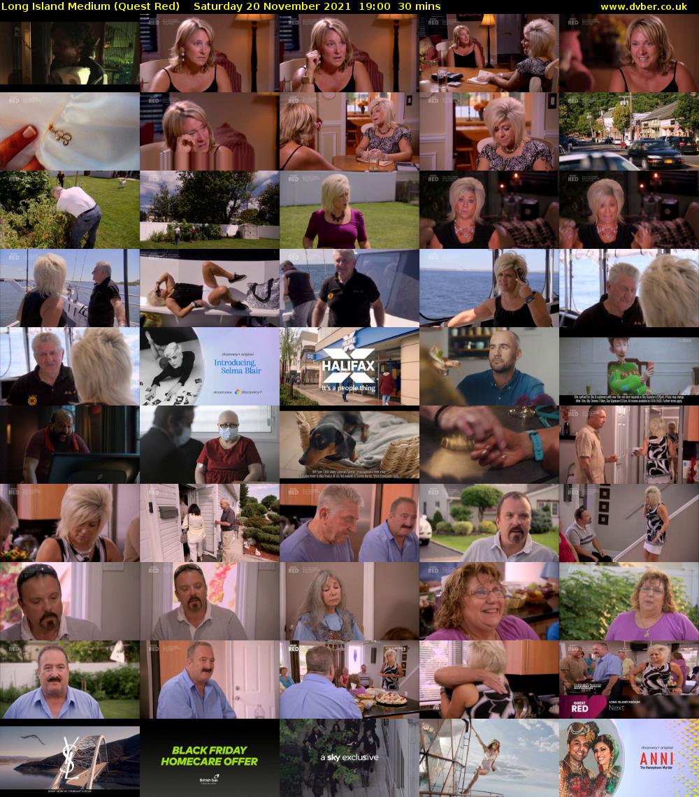 Long Island Medium (Quest Red) Saturday 20 November 2021 19:00 - 19:30