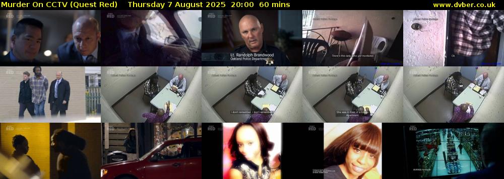Murder On CCTV (Quest Red) Thursday 7 August 2025 20:00 - 21:00
