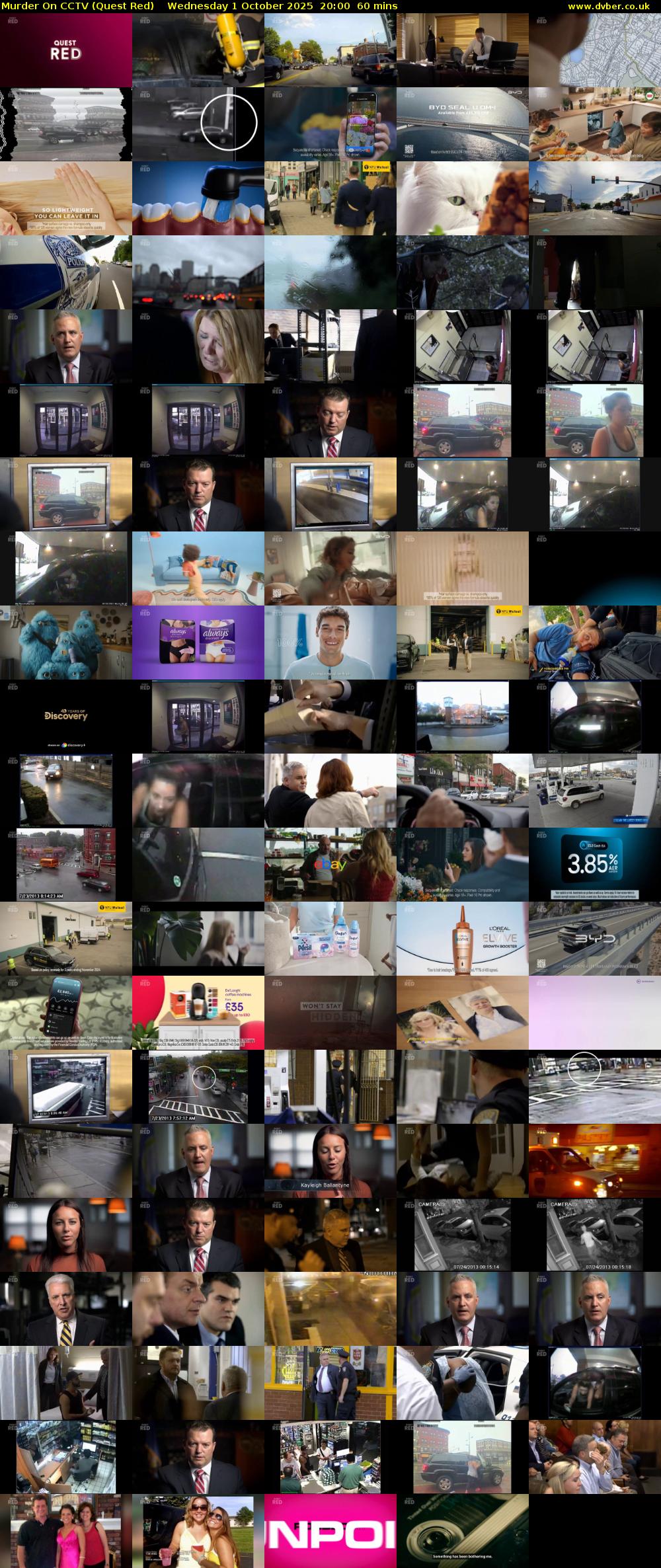 Murder On CCTV (Quest Red) Wednesday 1 October 2025 20:00 - 21:00