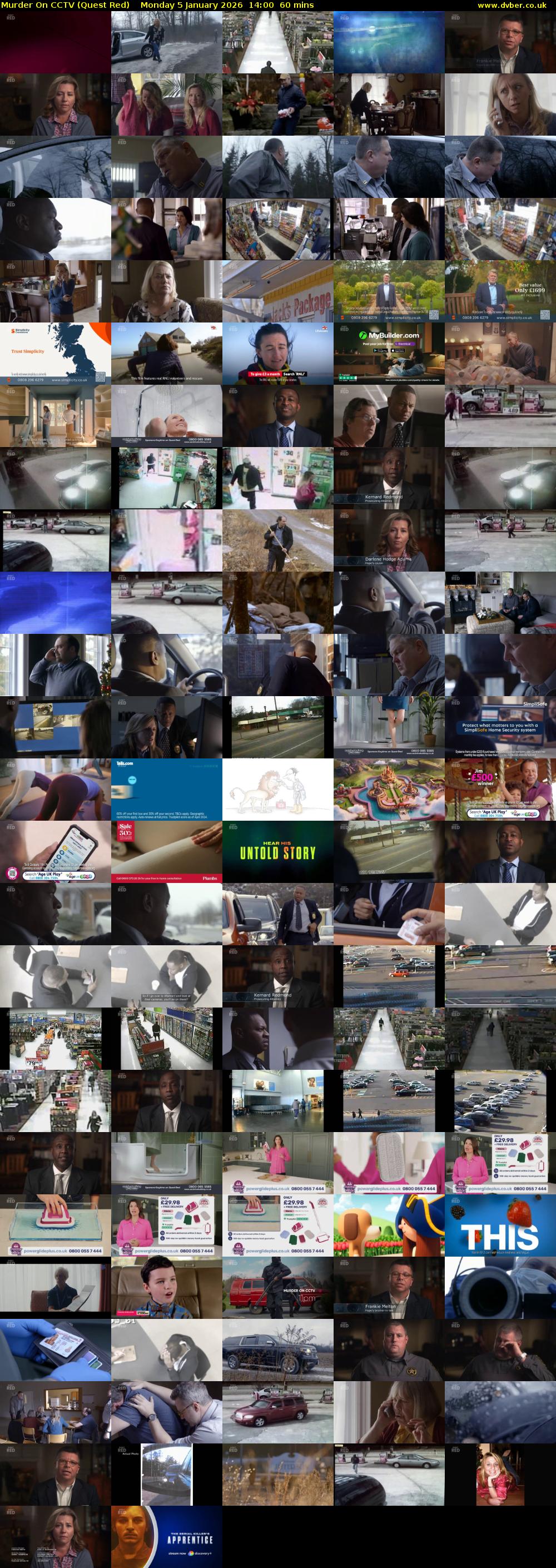 Murder On CCTV (Quest Red) Monday 5 January 2026 14:00 - 15:00