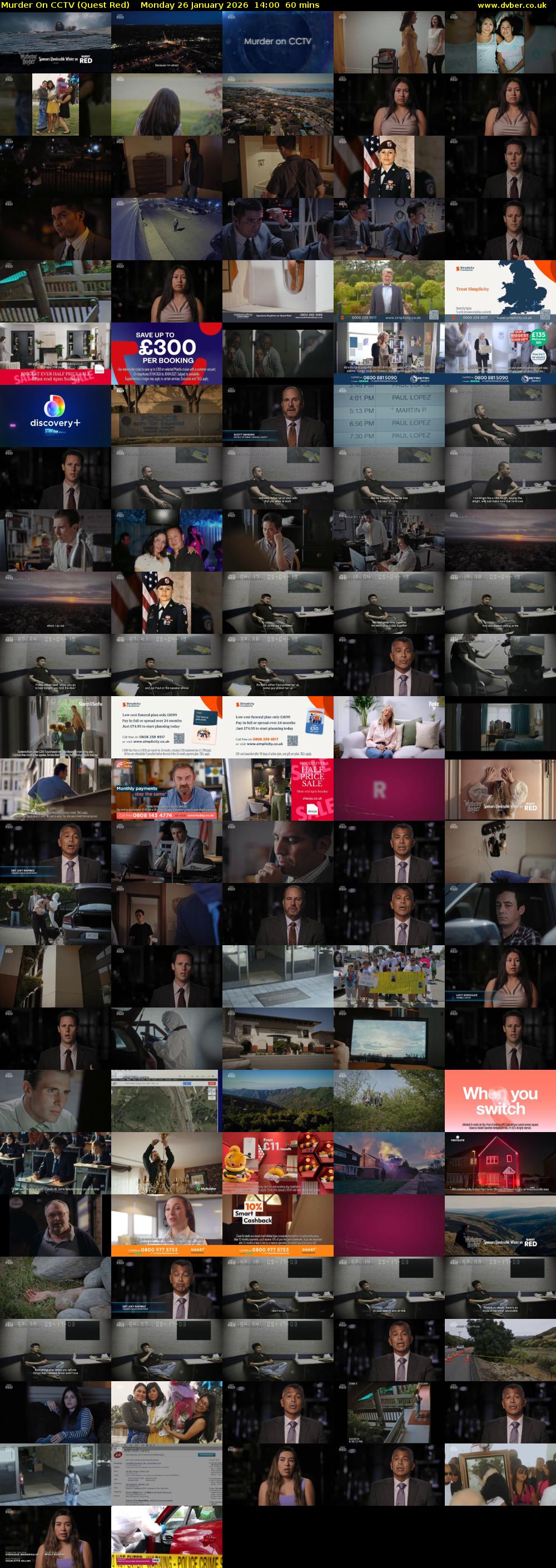 Murder On CCTV (Quest Red) Monday 26 January 2026 14:00 - 15:00
