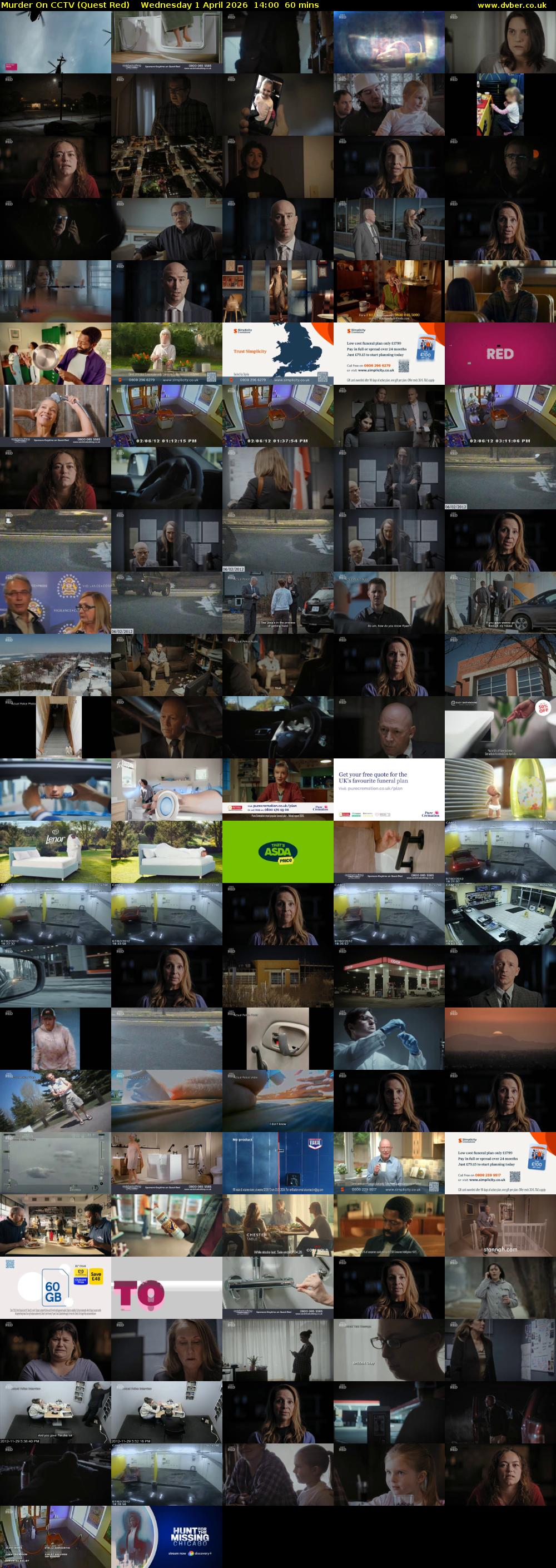 Murder On CCTV (Quest Red) Wednesday 1 April 2026 14:00 - 15:00
