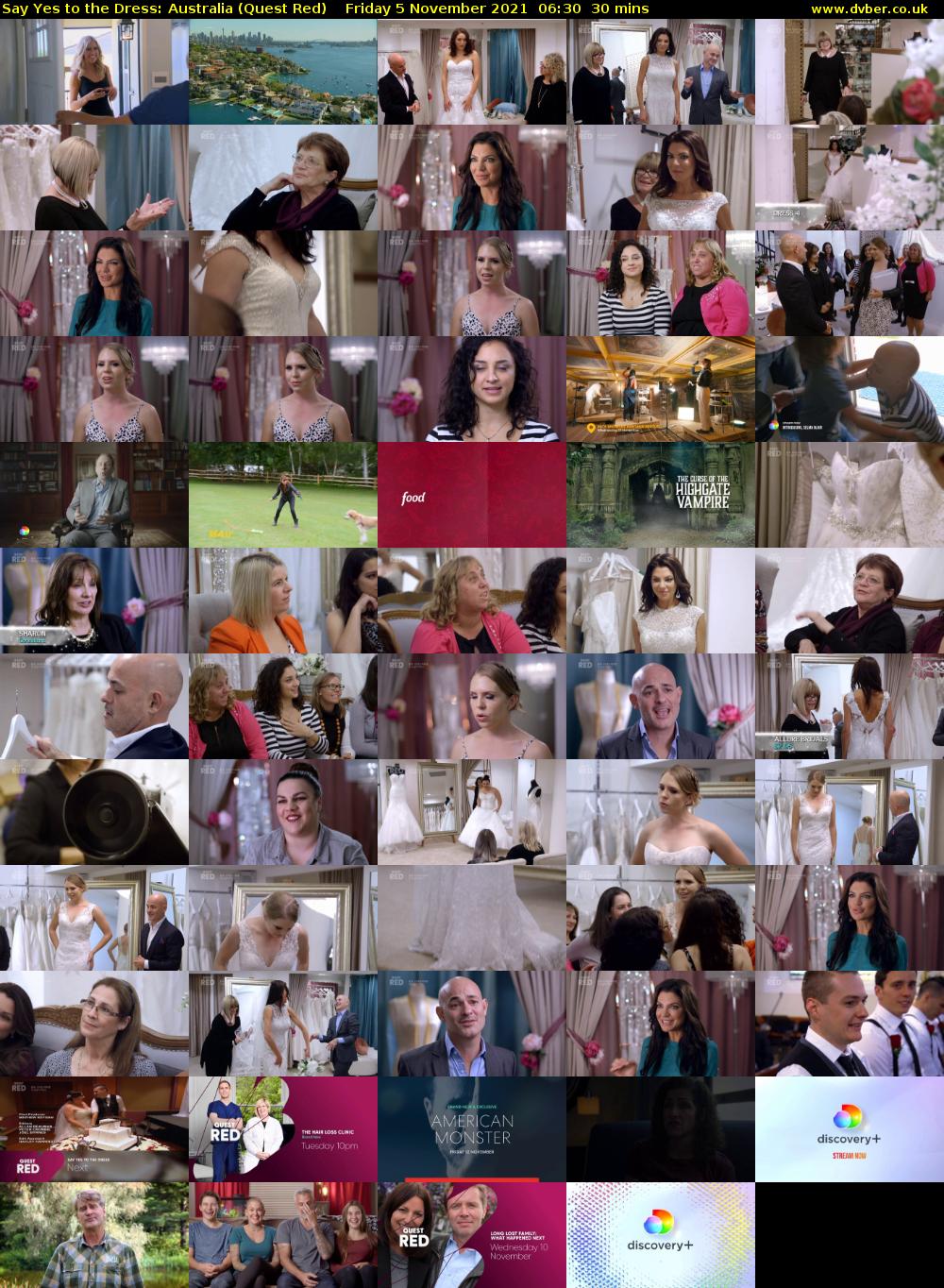 Say Yes to the Dress: Australia (Quest Red) Friday 5 November 2021 06:30 - 07:00