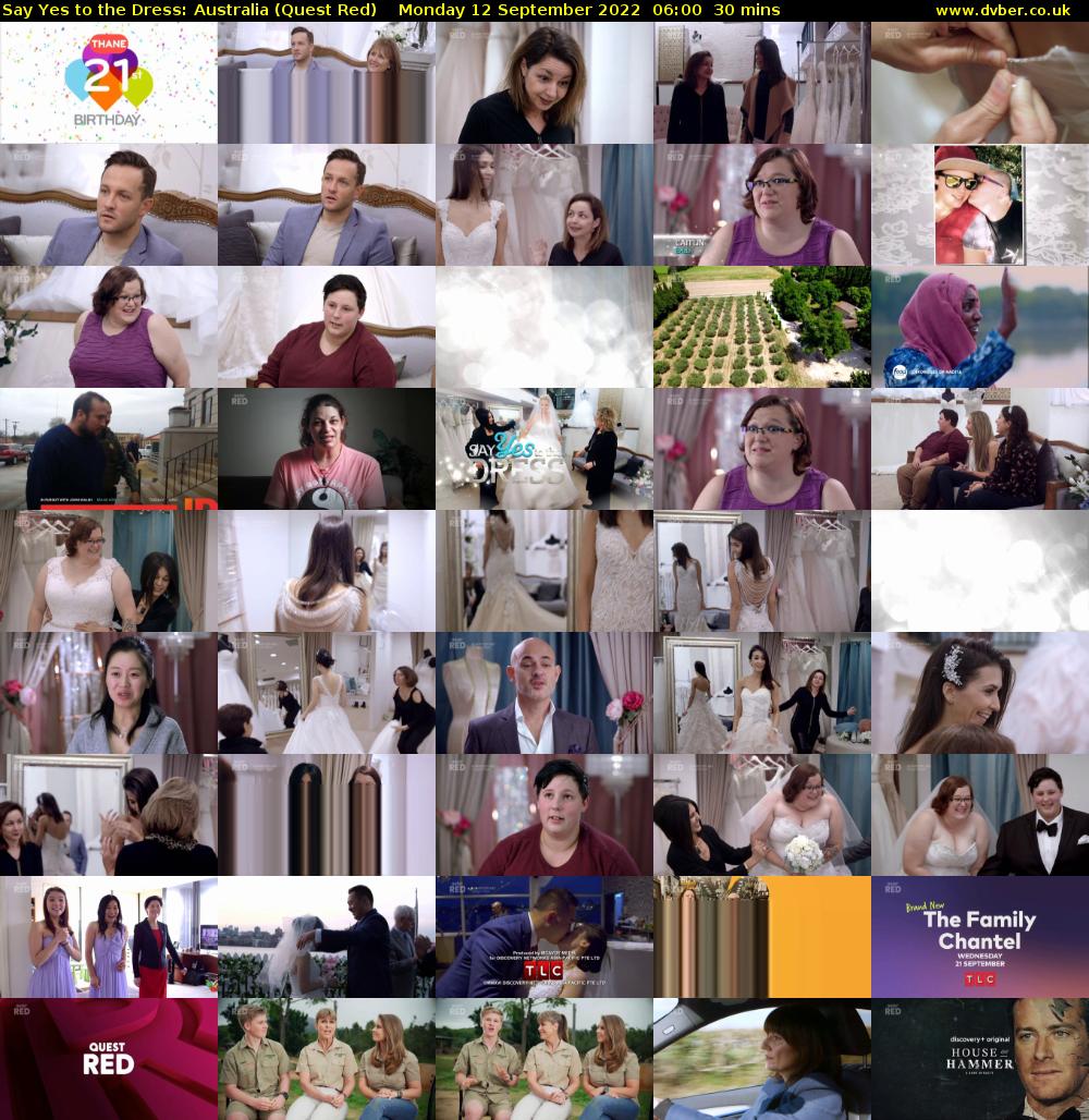 Say Yes to the Dress: Australia (Quest Red) Monday 12 September 2022 06:00 - 06:30