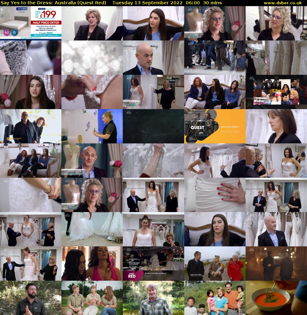 Say Yes to the Dress: Australia (Quest Red) Tuesday 13 September 2022 06:00 - 06:30