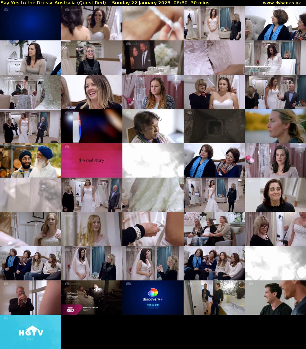 Say Yes to the Dress: Australia (Quest Red) Sunday 22 January 2023 06:30 - 07:00