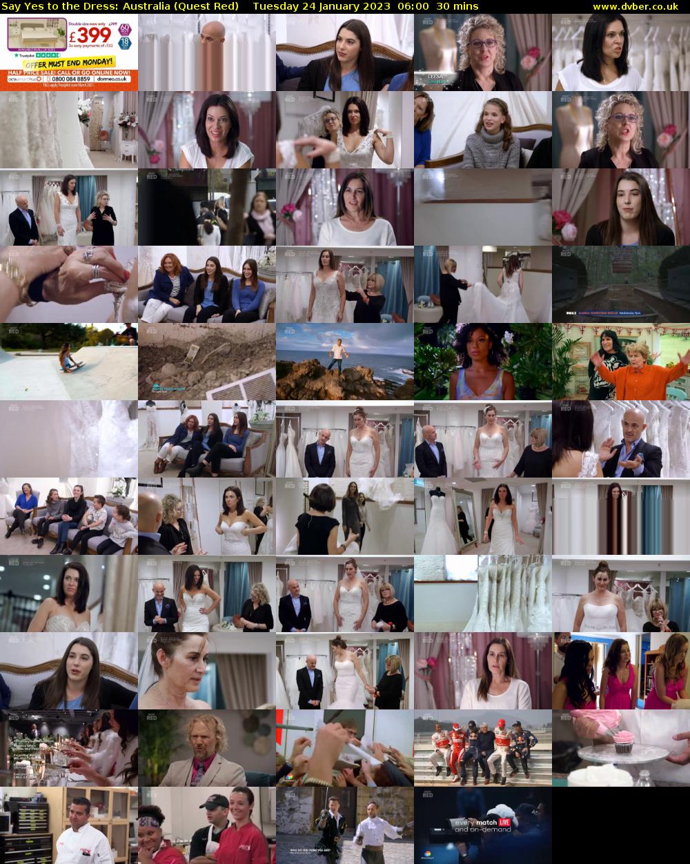 Say Yes to the Dress: Australia (Quest Red) Tuesday 24 January 2023 06:00 - 06:30