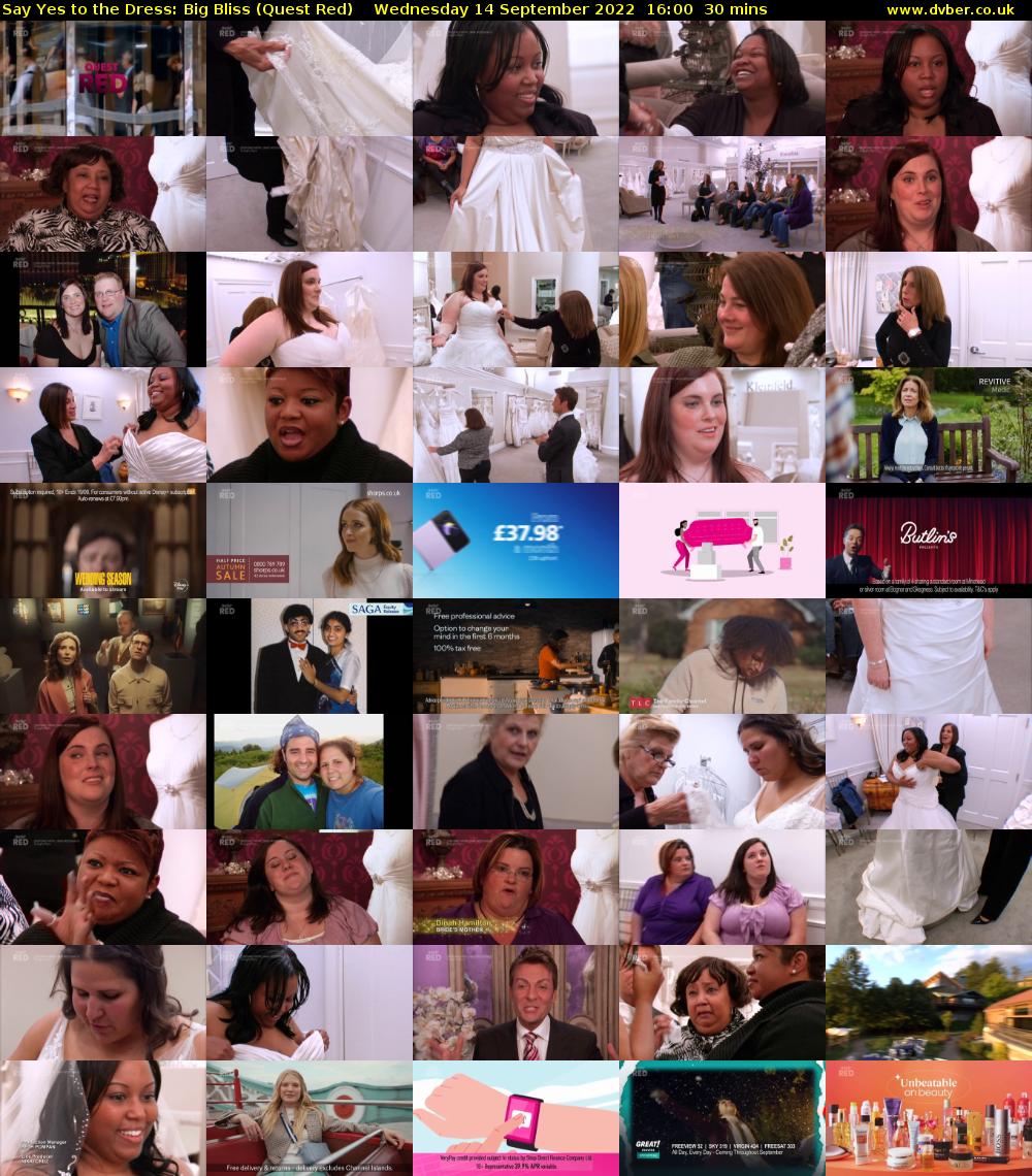 Say Yes to the Dress: Big Bliss (Quest Red) Wednesday 14 September 2022 16:00 - 16:30