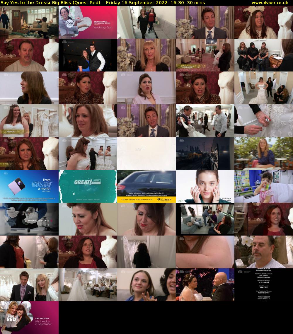 Say Yes to the Dress: Big Bliss (Quest Red) Friday 16 September 2022 16:30 - 17:00