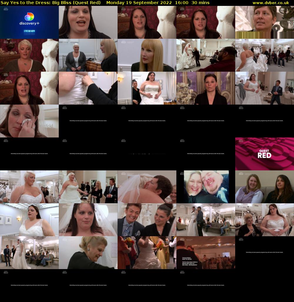 Say Yes to the Dress: Big Bliss (Quest Red) Monday 19 September 2022 16:00 - 16:30