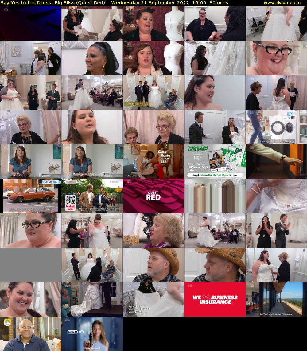 Say Yes to the Dress: Big Bliss (Quest Red) Wednesday 21 September 2022 16:00 - 16:30