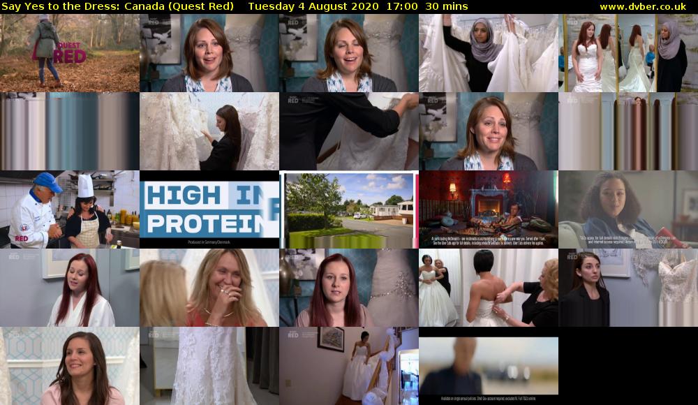 Say Yes to the Dress: Canada (Quest Red) Tuesday 4 August 2020 17:00 - 17:30