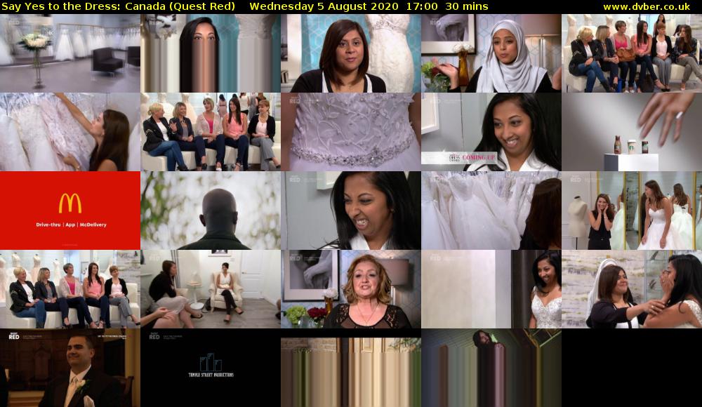 Say Yes to the Dress: Canada (Quest Red) Wednesday 5 August 2020 17:00 - 17:30