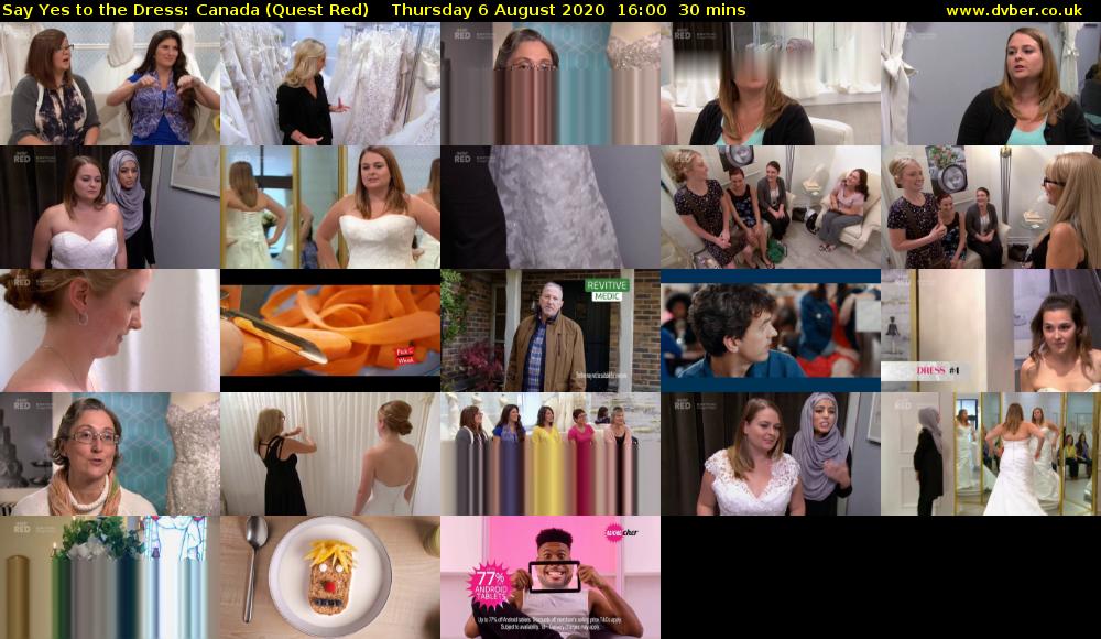 Say Yes to the Dress: Canada (Quest Red) Thursday 6 August 2020 16:00 - 16:30