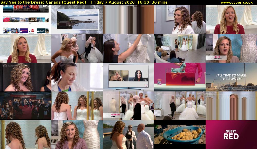 Say Yes to the Dress: Canada (Quest Red) Friday 7 August 2020 16:30 - 17:00