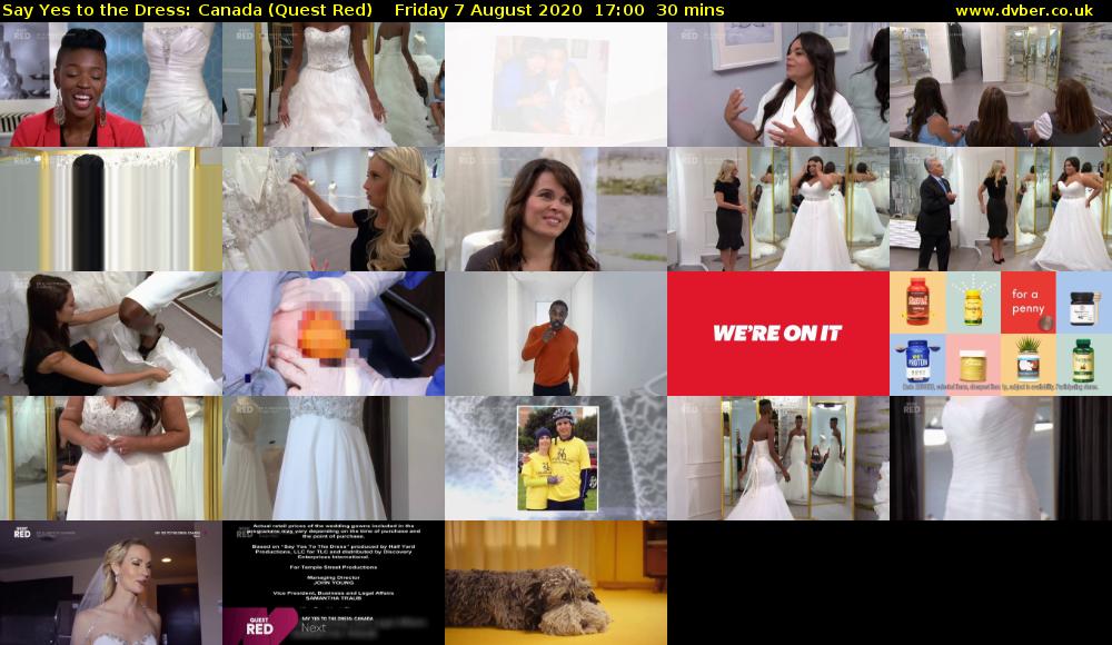 Say Yes to the Dress: Canada (Quest Red) Friday 7 August 2020 17:00 - 17:30