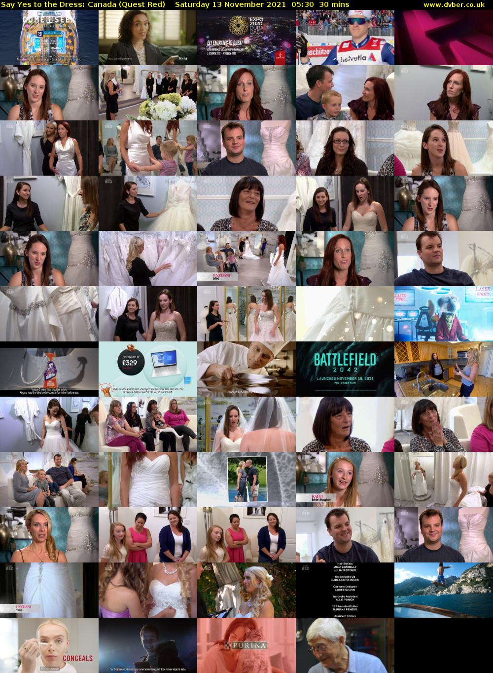 Say Yes to the Dress: Canada (Quest Red) Saturday 13 November 2021 05:30 - 06:00