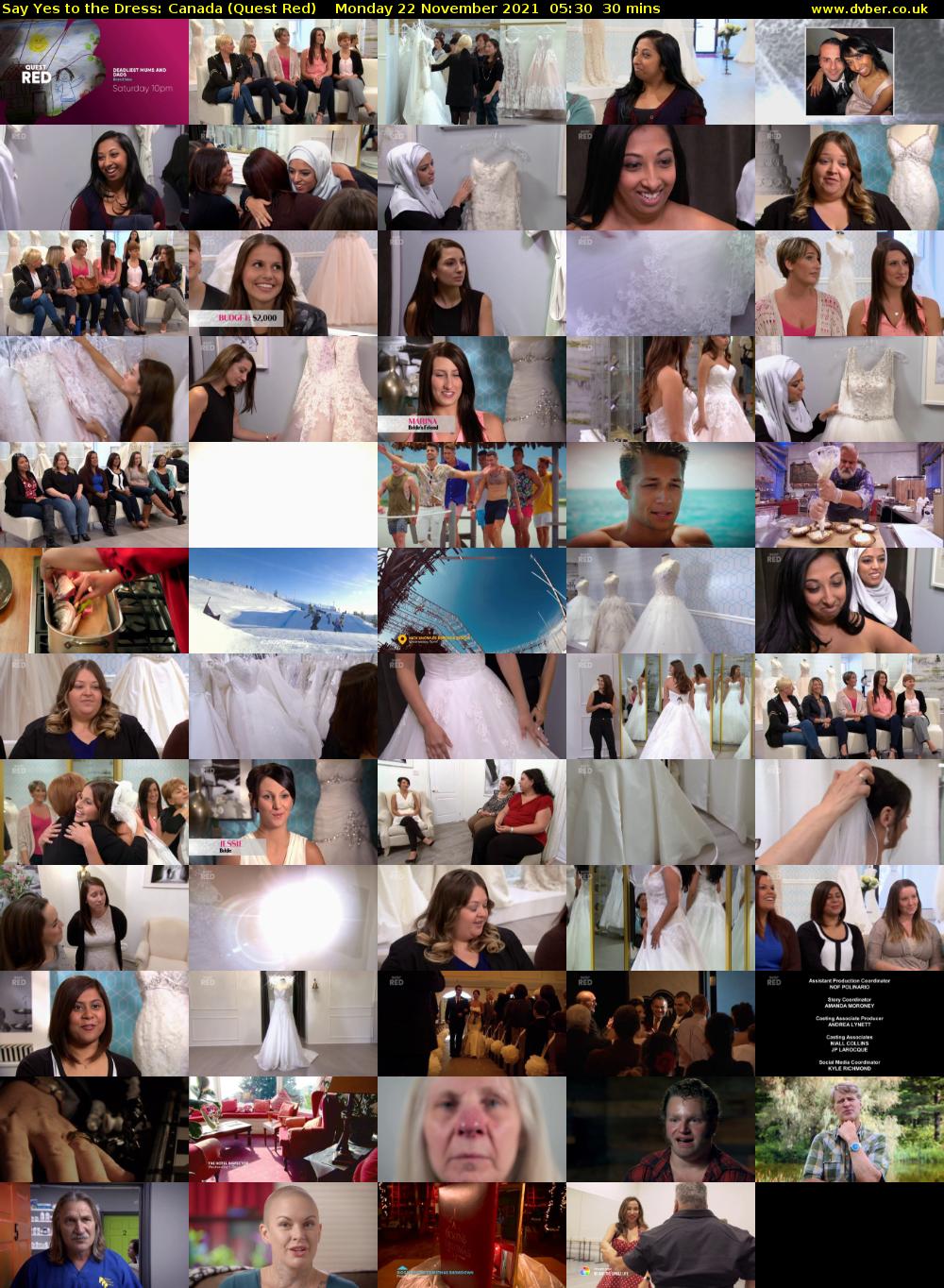 Say Yes to the Dress: Canada (Quest Red) Monday 22 November 2021 05:30 - 06:00