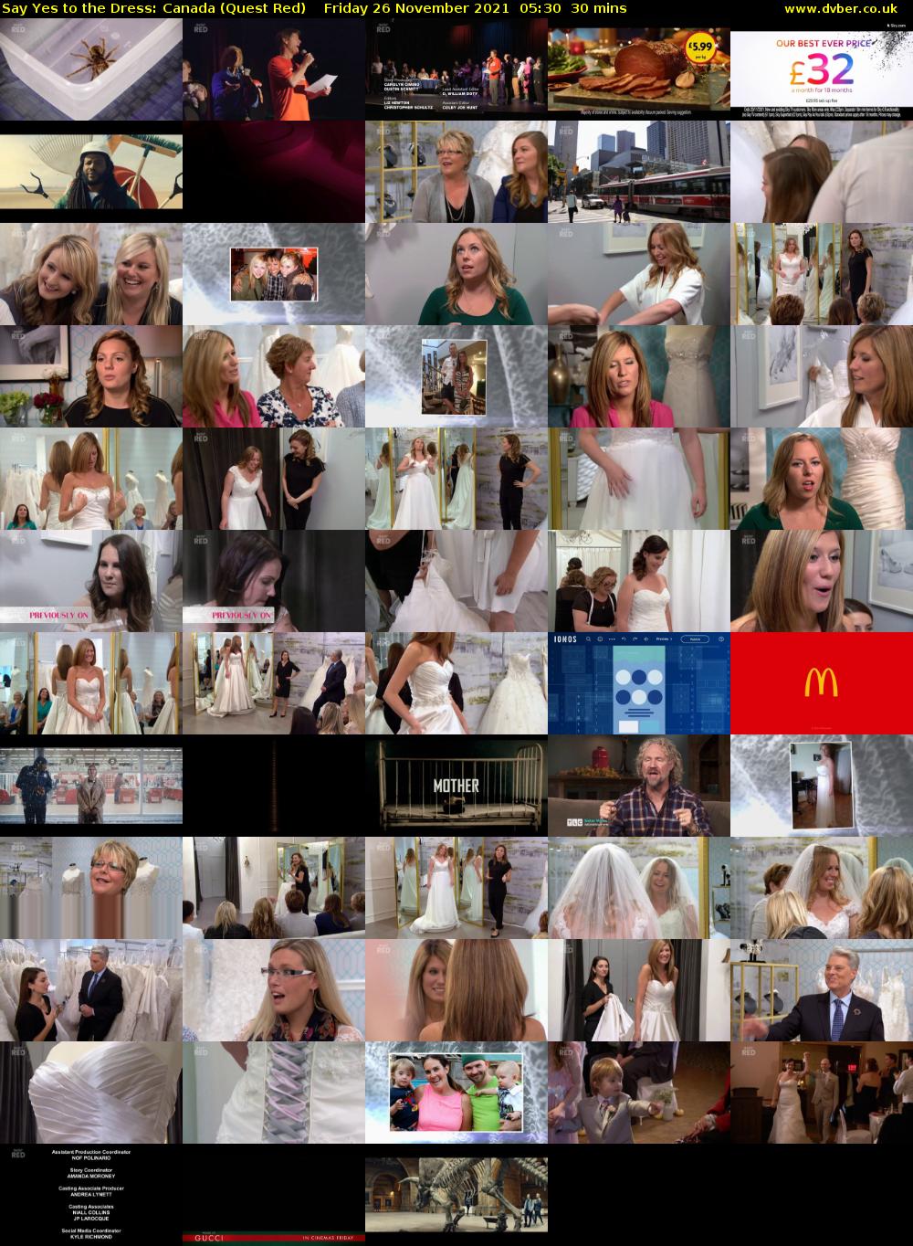 Say Yes to the Dress: Canada (Quest Red) Friday 26 November 2021 05:30 - 06:00