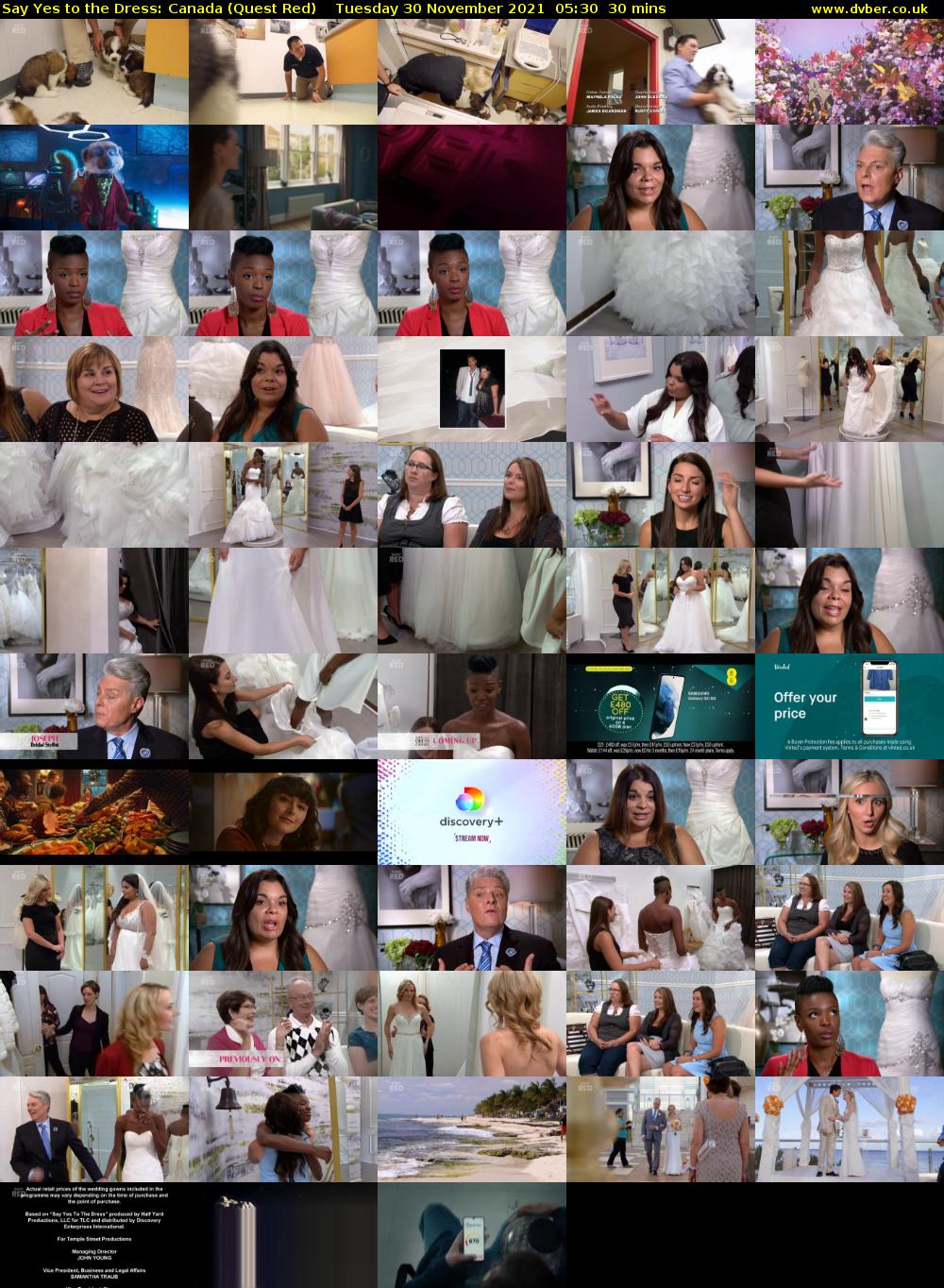 Say Yes to the Dress: Canada (Quest Red) Tuesday 30 November 2021 05:30 - 06:00