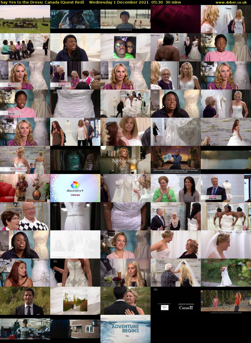 Say Yes to the Dress: Canada (Quest Red) Wednesday 1 December 2021 05:30 - 06:00