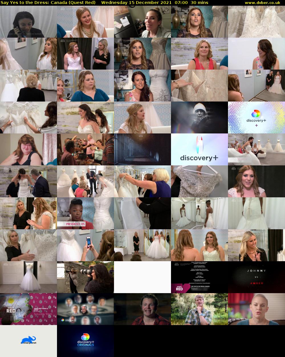 Say Yes to the Dress: Canada (Quest Red) Wednesday 15 December 2021 07:00 - 07:30
