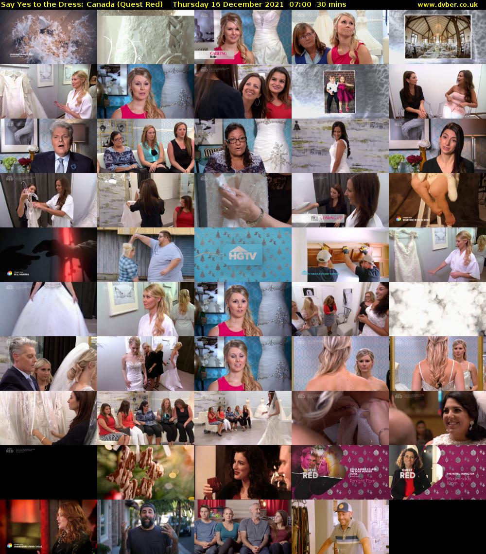 Say Yes to the Dress: Canada (Quest Red) Thursday 16 December 2021 07:00 - 07:30