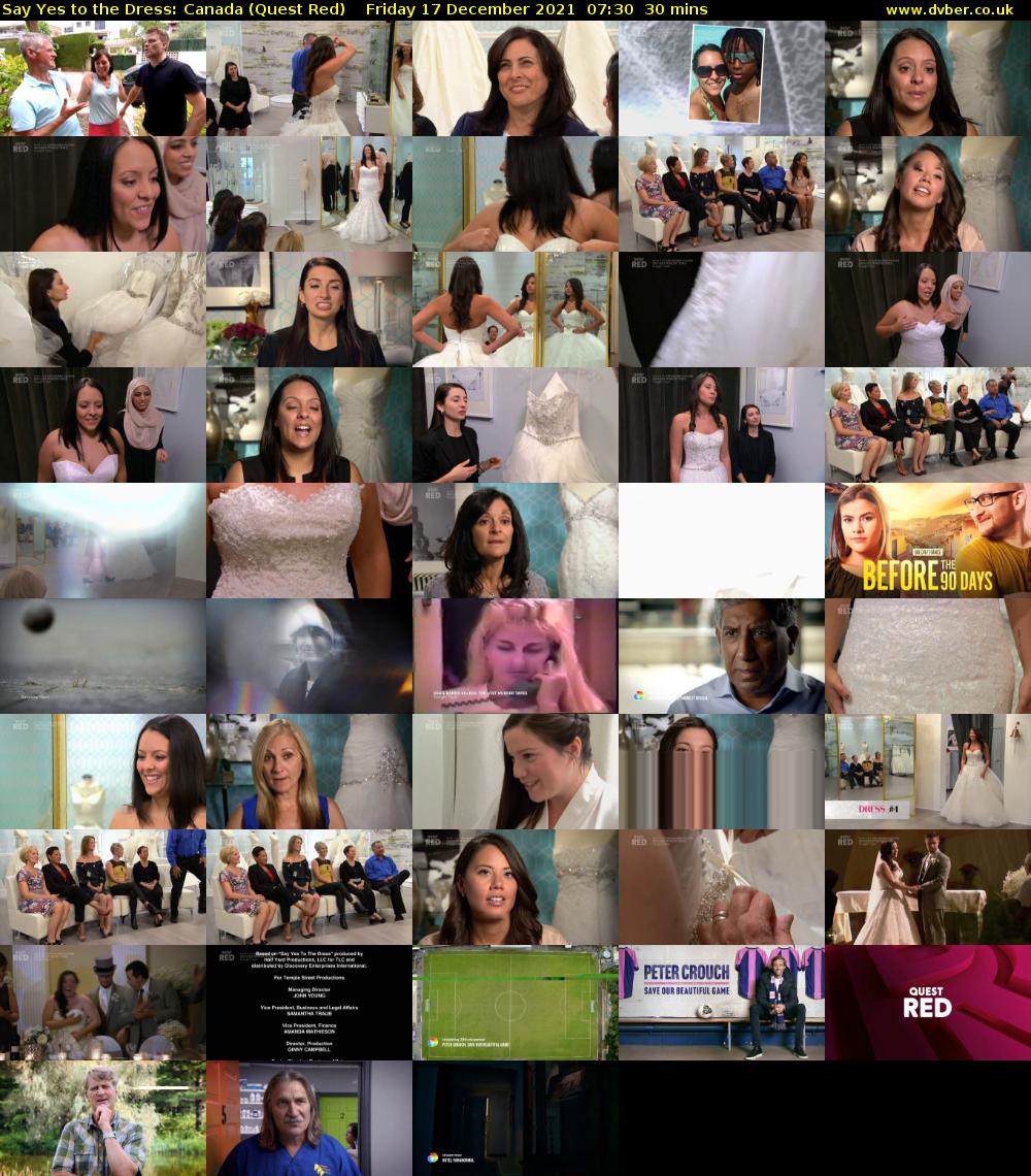 Say Yes to the Dress: Canada (Quest Red) Friday 17 December 2021 07:30 - 08:00
