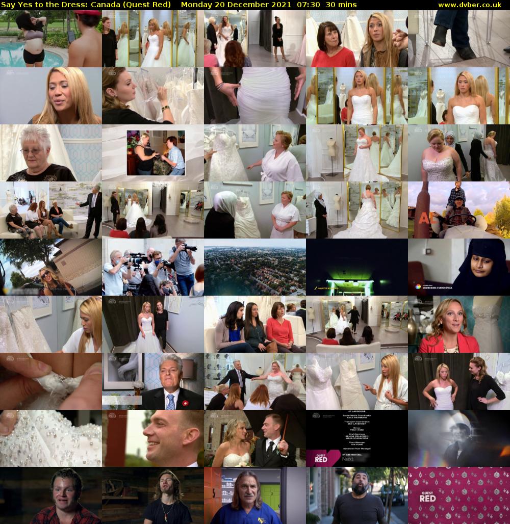 Say Yes to the Dress: Canada (Quest Red) Monday 20 December 2021 07:30 - 08:00
