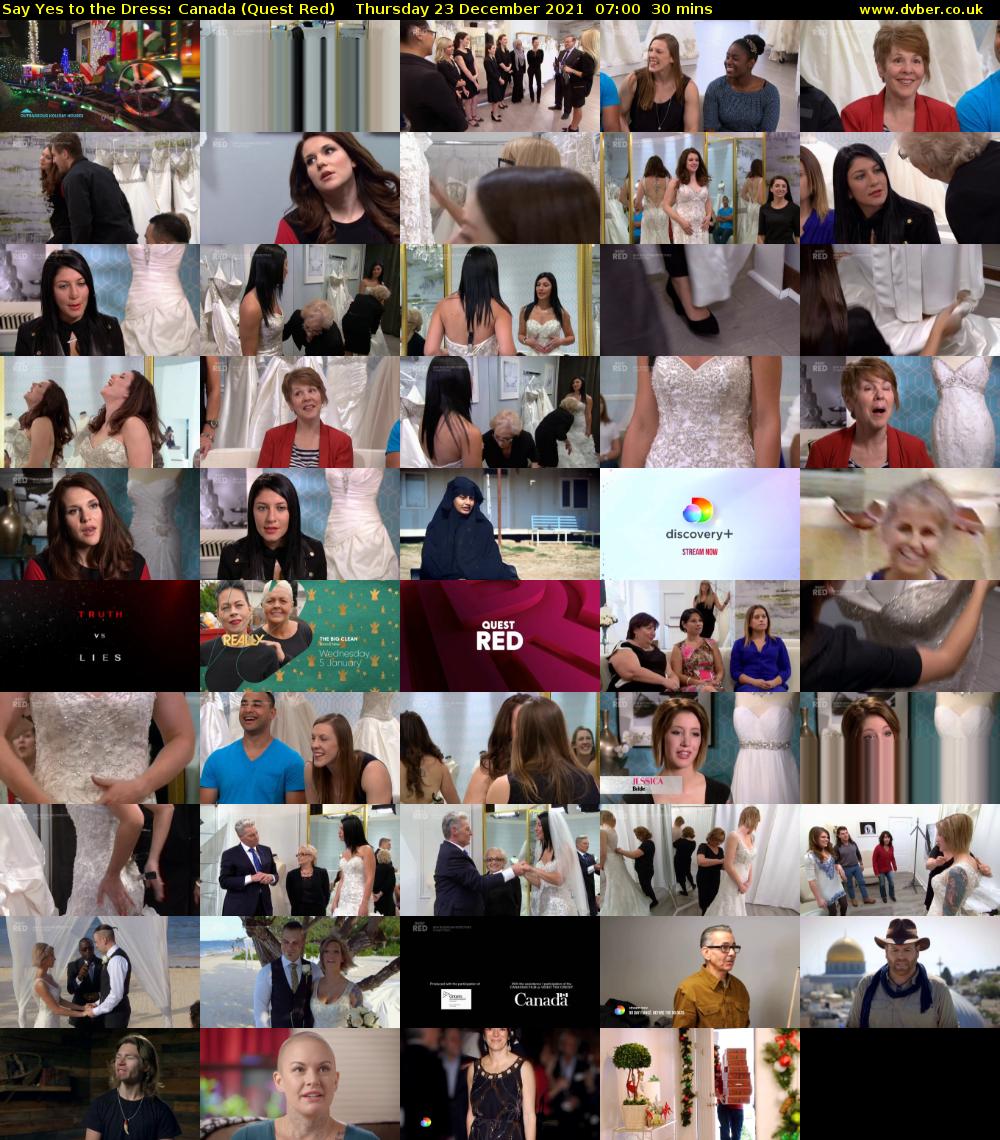 Say Yes to the Dress: Canada (Quest Red) Thursday 23 December 2021 07:00 - 07:30