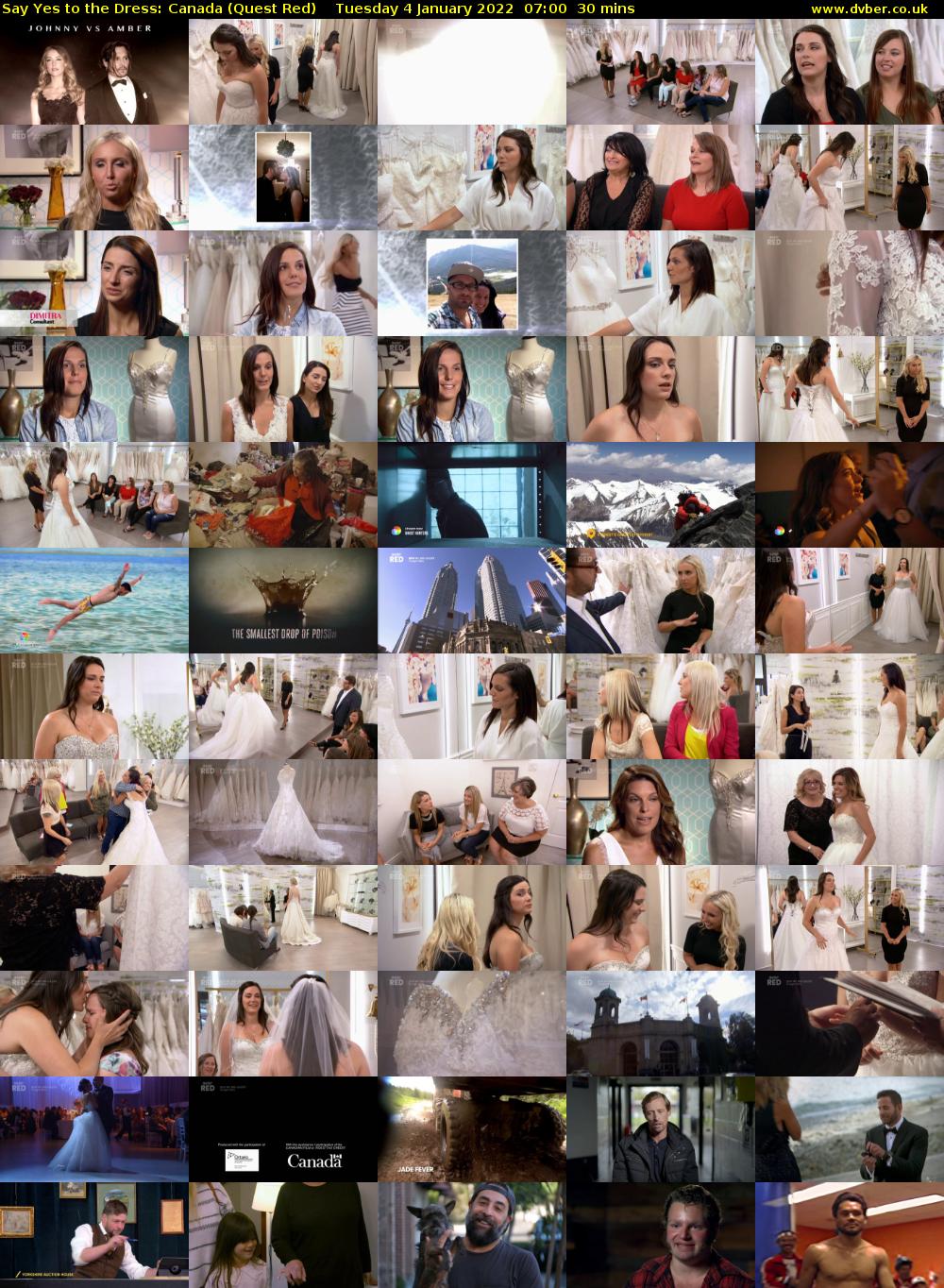 Say Yes to the Dress: Canada (Quest Red) Tuesday 4 January 2022 07:00 - 07:30