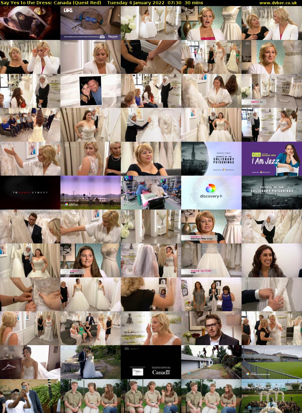 Say Yes to the Dress: Canada (Quest Red) Tuesday 4 January 2022 07:30 - 08:00