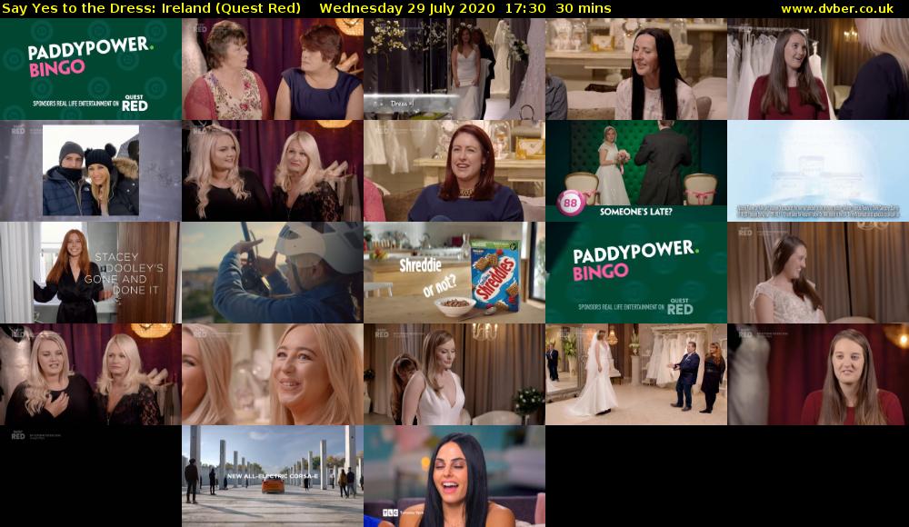 Say Yes to the Dress: Ireland (Quest Red) Wednesday 29 July 2020 17:30 - 18:00
