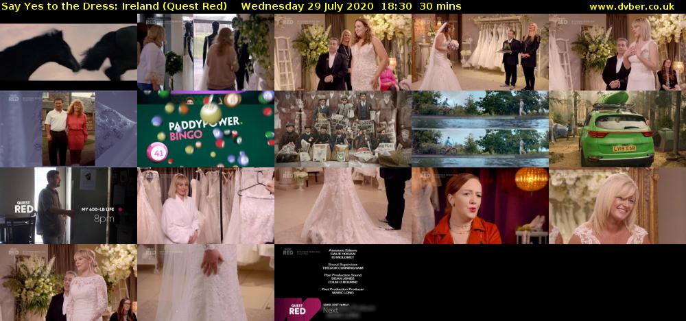 Say Yes to the Dress: Ireland (Quest Red) Wednesday 29 July 2020 18:30 - 19:00