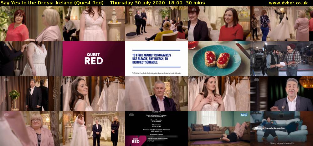 Say Yes to the Dress: Ireland (Quest Red) Thursday 30 July 2020 18:00 - 18:30