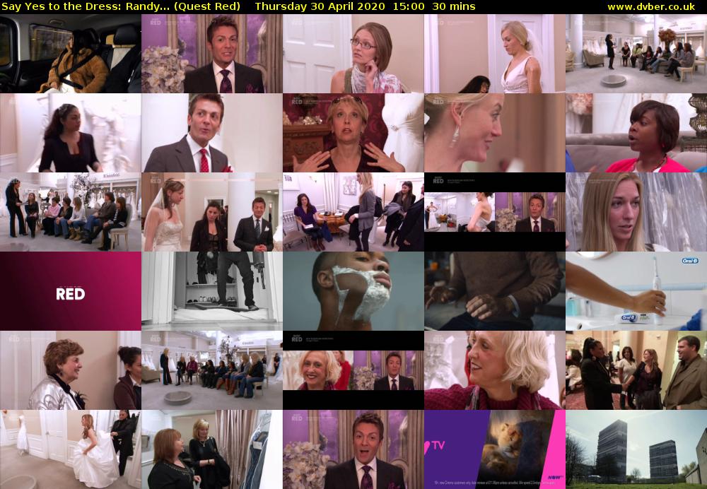 Say Yes to the Dress: Randy... (Quest Red) Thursday 30 April 2020 15:00 - 15:30