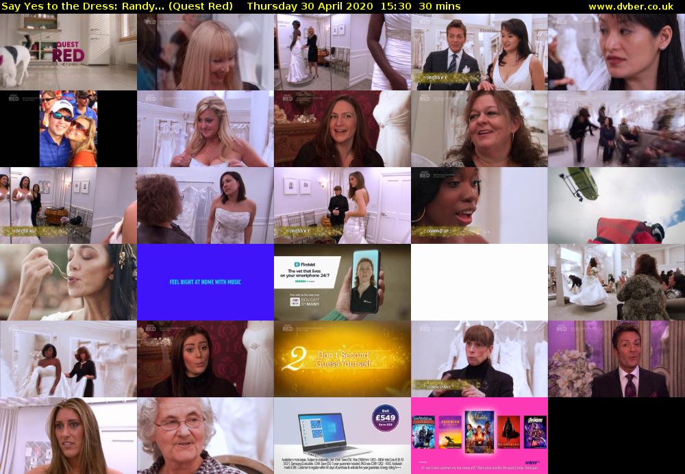 Say Yes to the Dress: Randy... (Quest Red) Thursday 30 April 2020 15:30 - 16:00