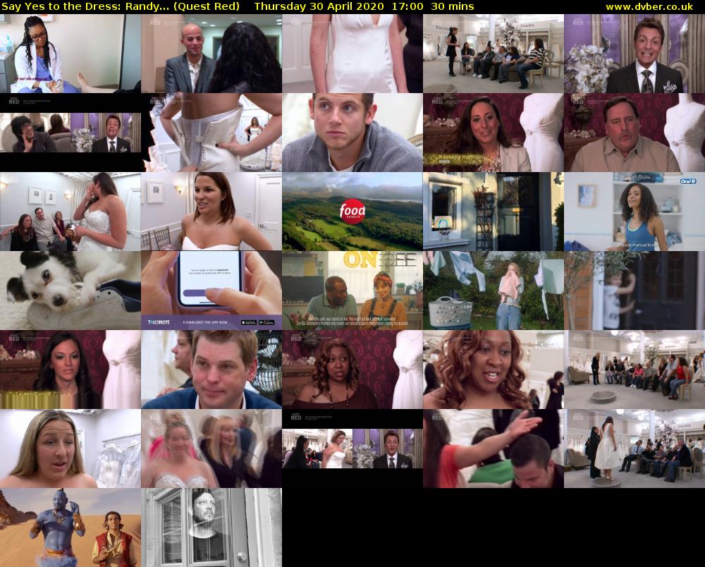 Say Yes to the Dress: Randy... (Quest Red) Thursday 30 April 2020 17:00 - 17:30