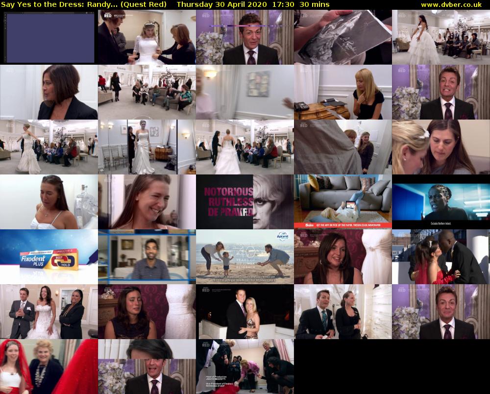Say Yes to the Dress: Randy... (Quest Red) Thursday 30 April 2020 17:30 - 18:00